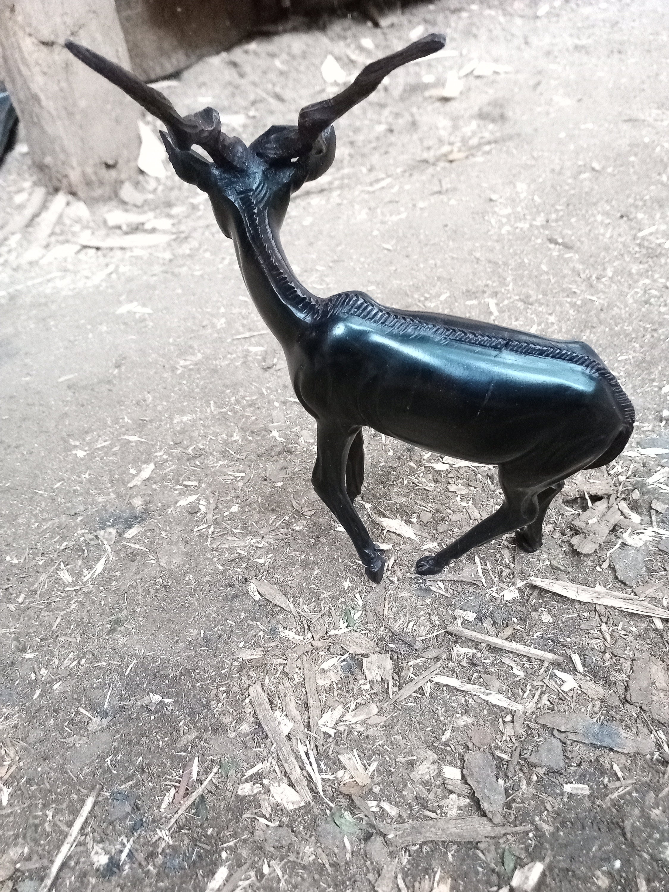 Solid Black Antelope Gazelle Original Kamba Tribe Table Art
