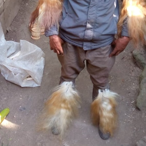 Original Set of 2 or 4 Shown AmaShoba Functional Traditional Dance Costume Fur Arms Legs U Pik Colors Leather Handmade Kenya & South Africa