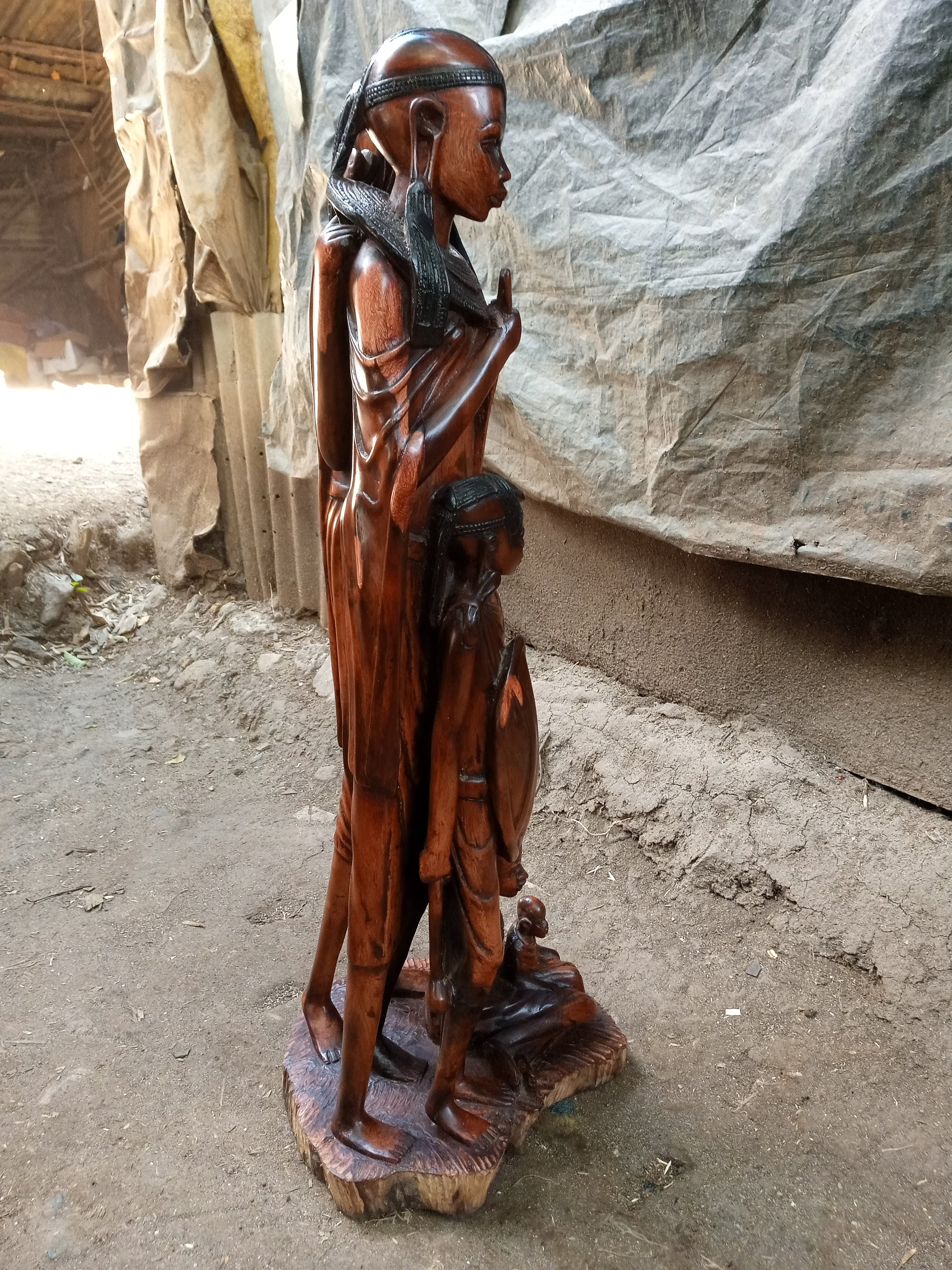 Rosewood Maasai Family of 5 Original Kamba Tribe Art Kenya Africa