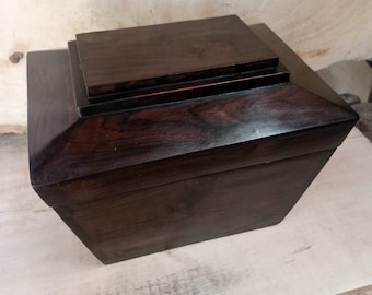 Hand Carved Jewelry Box, Black Hardwood Storage Box, Watch Ring Keepsake Box, African Wood Dresser Decor, Handmade in Kenya