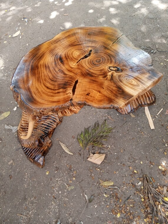 Elephant Stool Chair Table Kenya Live Edge Kamba Tribe 1PC