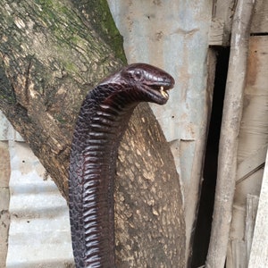 Ironwood African Cobra Hiking Walking Stick Cane Handmade Kenya Hardwood 1 PC Original Hand-Carved Wood Snake Rosewood Unisex Various Sizes