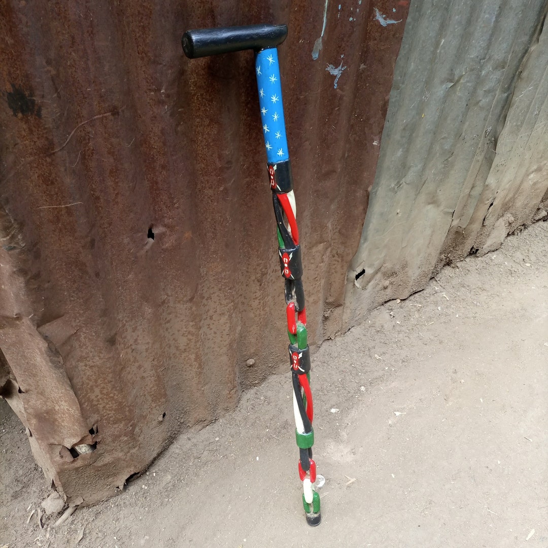 Twisted Chainlink Kenyan Hardwood Hiking Walking Stick Cane Handmade