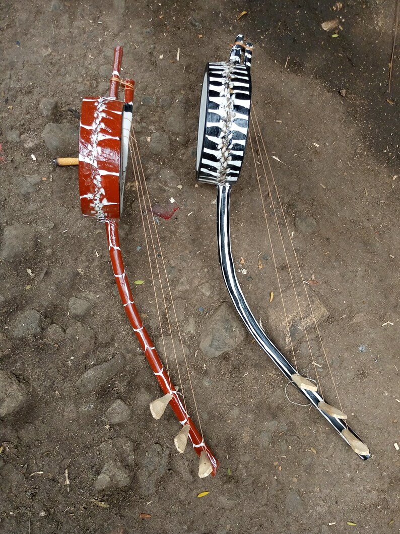 2 Handmade Zeze Guitar Drums Playable Original Cowhide Leather Etsy