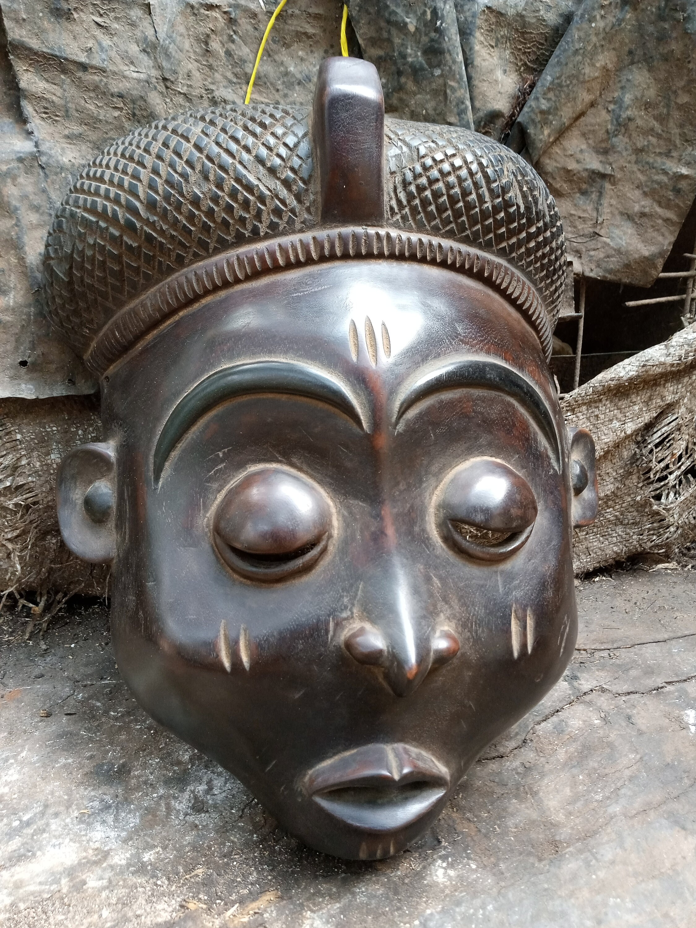 Vintage Kalweno Tribe Mask DRC Congolese Africa Original Wood Art
