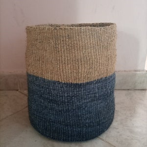 Porta piante africano, copri cestino per ufficio, funzionale, multicolore, in sisal, tessuto a mano, Kenya Kamba, Art Deco, per cucina, bagno, sala da pranzo, cameretta bambini