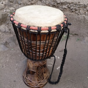 8x16INCH Bongo Drum Original Jacaranda Wood Functional Goatskin Tuned Instrument Kenya Africa Table U Choose Art & Colors Floor Deco