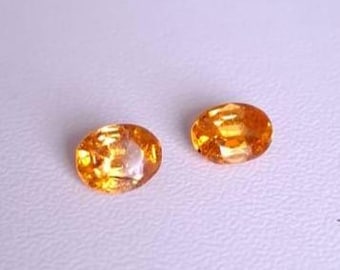 7x5mm Natural Fanta Orange Mandarin Garnet Oval Cut Gemstones Kenya Africa 2.07cttw Lot of 2 Stones