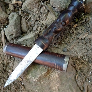 Abrecartas negro de acero de alto carbono con cubierta de hoja para escritorio, oficina, hogar, tienda, paquetes, cajas, cortador, cordón para colgar en la pared, tallado a mano, Kenia, África