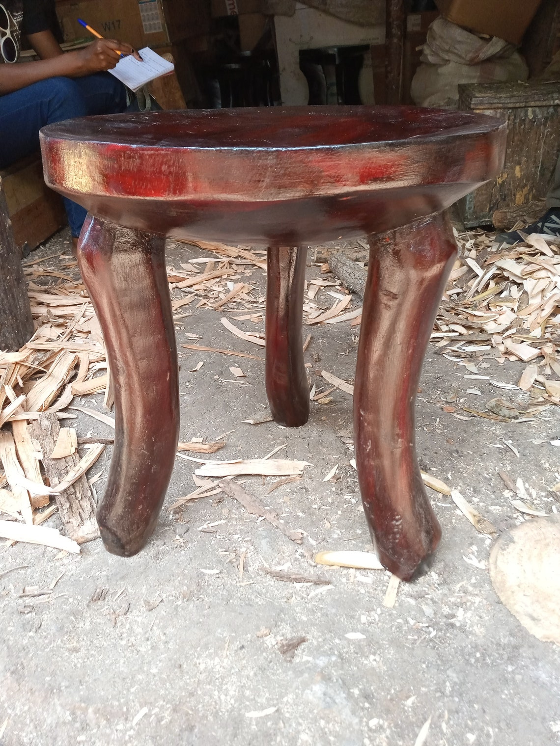 Kenya Kamba Tribe Stool Chair Curved Legs Solid 1PC Red Etsy