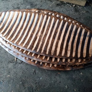 Bread Serving Trays Plates Set of 3 Various Sizes Home Kitchen Restaurant Kamba Tribe Kenya Africa Carved Olive Wood Original Handles Flat