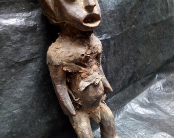 Antique Nkutsu Jonga Man Rare Primitive Tribal Statue Congo Wood
