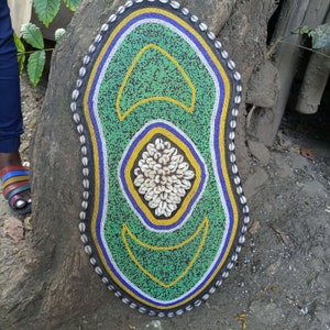 Multicolor Original Cameroon Shield Fully-Functional Handmade Used 1PC Wood Handmade African Beaded Cowry Shell Wall Hanging Art Tikar Tribe
