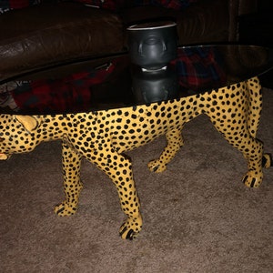 Table Cheetah Leopard Walking Original Kamba Table Art Kenya Africa Sculpture Cat 1PC Jacaranda Shelf Hallway Yellow BLK Teak Home Rosewood