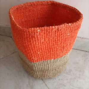 Afrikanische Pflanzenhalter Büro Papierkorb Abdeckung Tragen Handy Tasche Multicolor Sisal Handgewebt Kenia Kamba Multisize 1 PC Art Deco Küche Bad