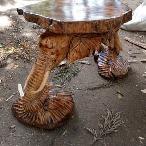 Elephant Stool Chair Table Kenya Live Edge Kamba Tribe 1PC Olivewood African Original Home Art Deco Room Furniture Handcarved Modern Animal