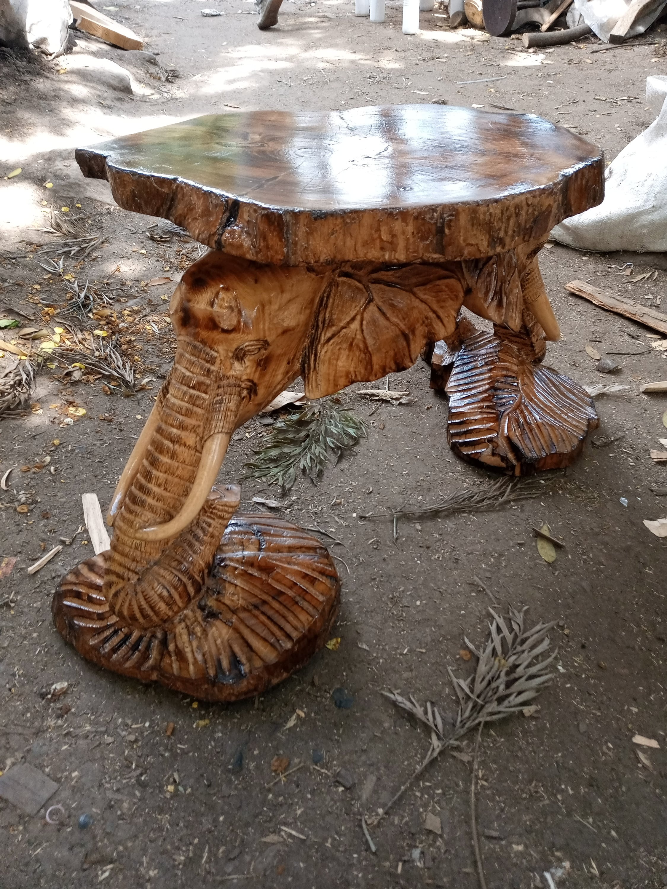 Elephant Stool Chair Table Kenya Live Edge Kamba Tribe 1PC