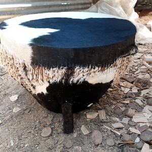 27x18IN Original Cowhide Leather Center Side Coffee Table Drum Fully Functional Africa Kenya Black White Brown Art Floor Deco U PICK COLORS