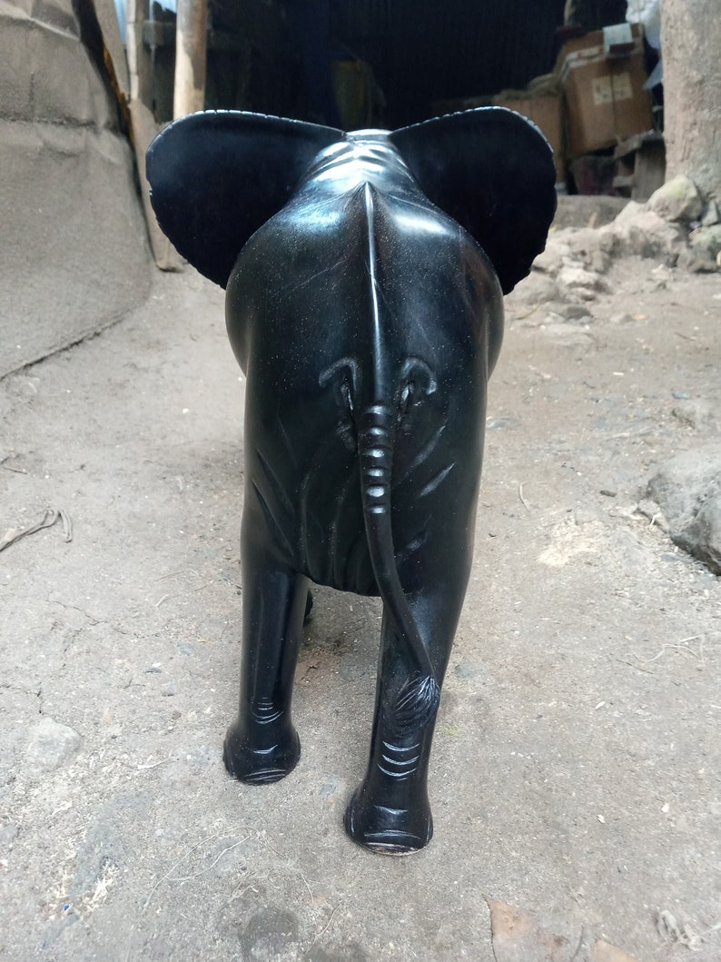 Éléphant noir massif Original Kamba tribu Table basse Art Kenya Afrique plancher Sculpture étagère Statue maison chambre décoration haut polonais grand image 6