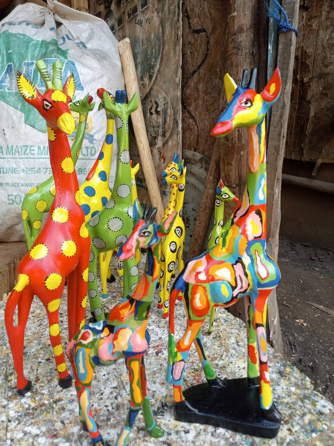Jacaranda Wood Giraffe Multicolor Original Kamba Painted - Etsy