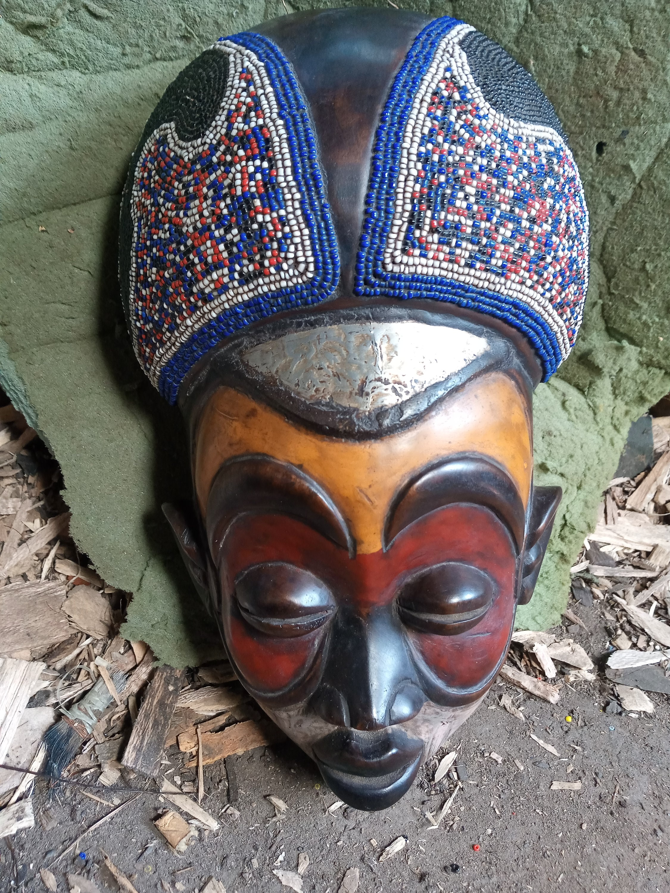 バフレ族のマスク アフリカ コンゴ ヴィンテージスタイル 木製アート