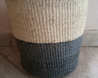 African Plant Holder Office Trash Basket Cover Functional Multicolor Sisal Handwoven Kenya Kamba Multisize 1 PC Art Deco Kitchen Bath Kids