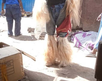 Original Set of 2 or 4 Shown AmaShoba Functional Traditional Dance Costume Fur Arms Legs U Pik Colors Leather Handmade Kenya & South Africa