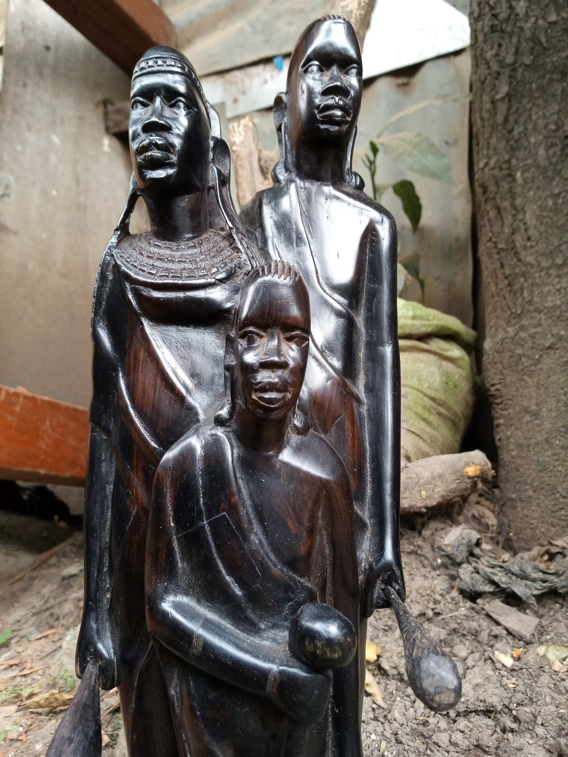 Ebony Maasai Family Of 3 Original Kamba Tribe Art Kenya Africa Etsy