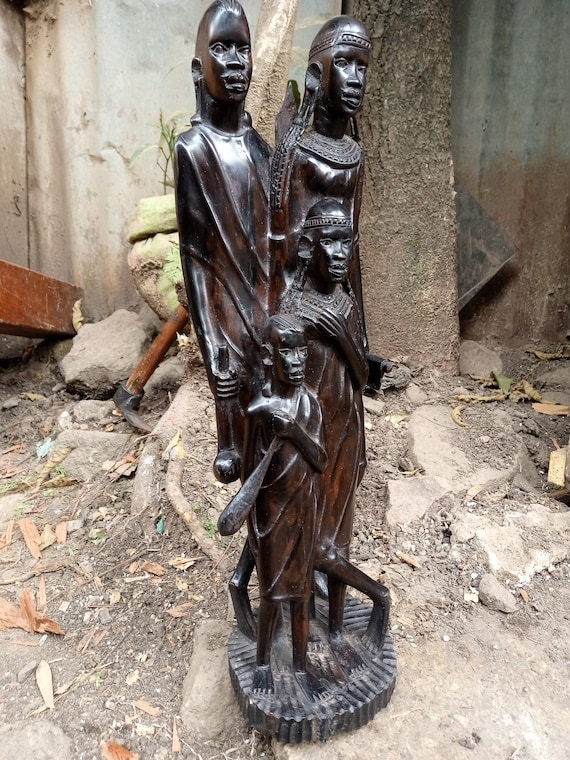 Blackwood Maasai Family of 4 Original Kamba Tribe Art Kenya Africa