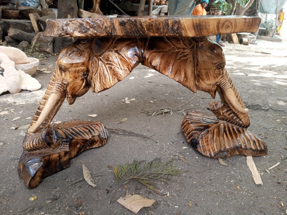 Elephant Stool Chair Table Kenya Live Edge Kamba Tribe 1PC