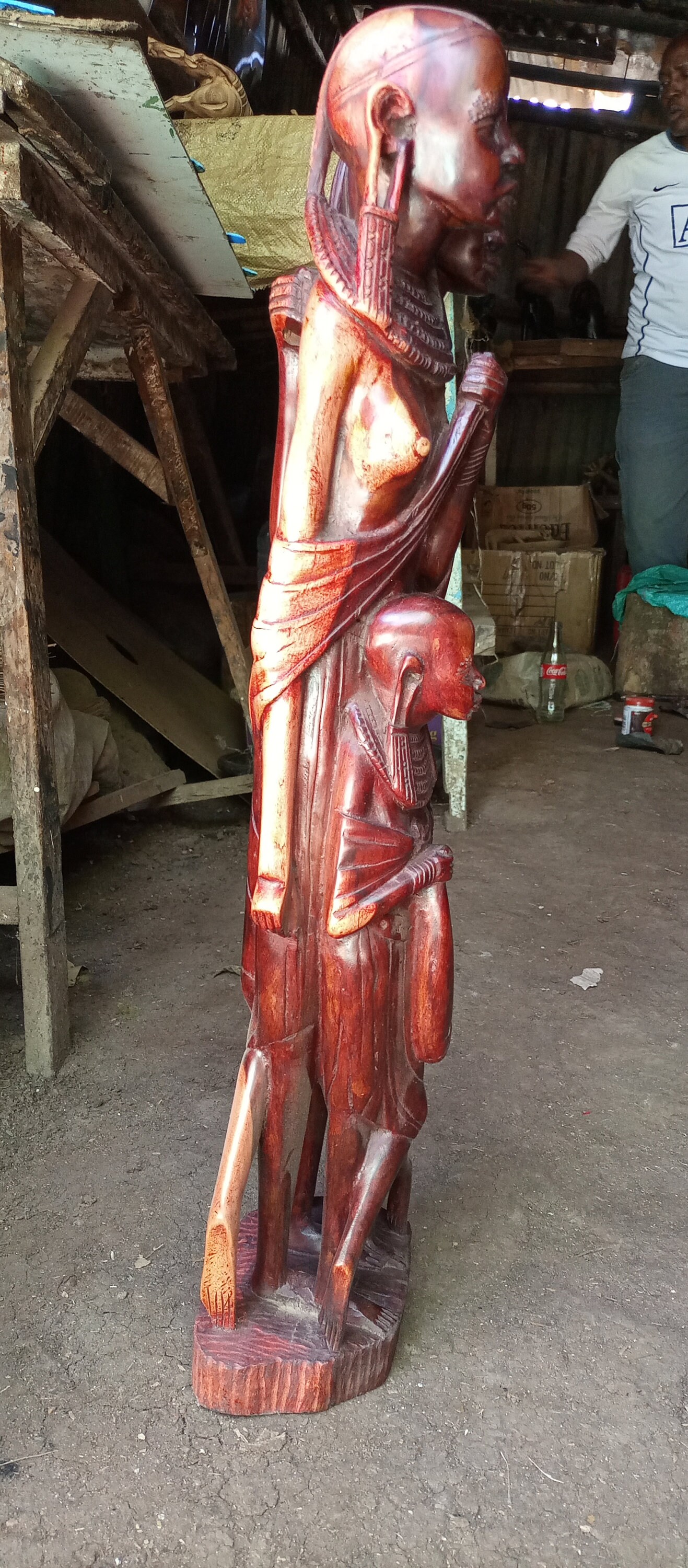 フロアスタンド　アート　車軸　木製　アフリカンアート Rosewood Maasai Family of 4 Original Kamba Tribe Art Kenya Africa