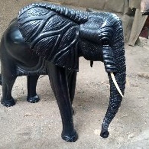 Éléphant noir massif Original Kamba tribu Table basse Art Kenya Afrique plancher Sculpture étagère Statue maison chambre décoration haut polonais grand image 7