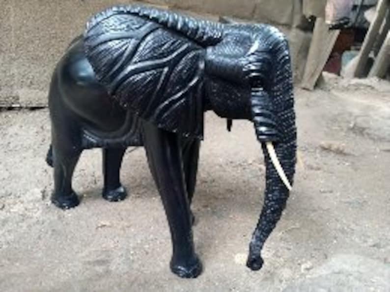 Éléphant noir massif Original Kamba tribu Table basse Art Kenya Afrique plancher Sculpture étagère Statue maison chambre décoration haut polonais grand image 7