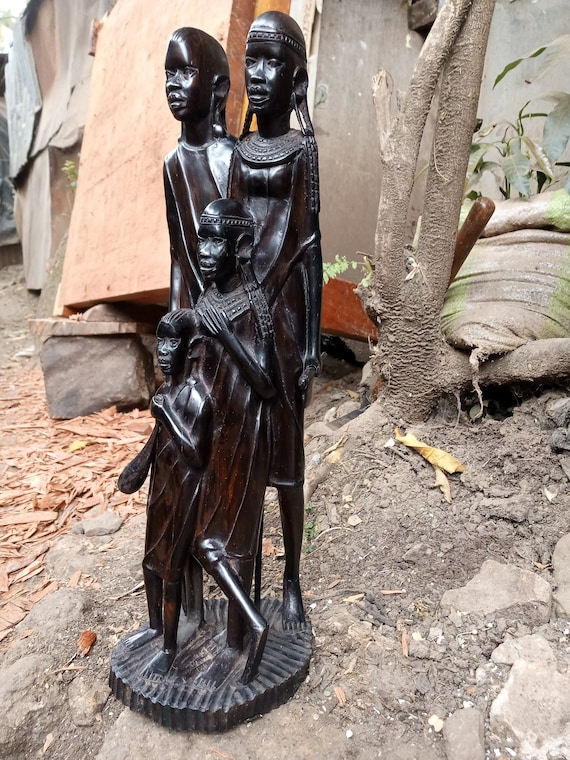 Blackwood Maasai Family of 4 Original Kamba Tribe Art Kenya Africa