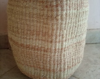 African Plant Holder Office Trash Basket Cover Functional Multicolor Sisal Handwoven Kenya Kamba Multisize 1 PC Art Deco Kitchen Bath Kids