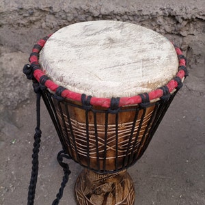 8.75x18.5INCH Bongo Drum Original Jacaranda Wood Functional Goatskin Tuned Instrument Kenya Africa Table U Choose Art & Colors Floor Deco