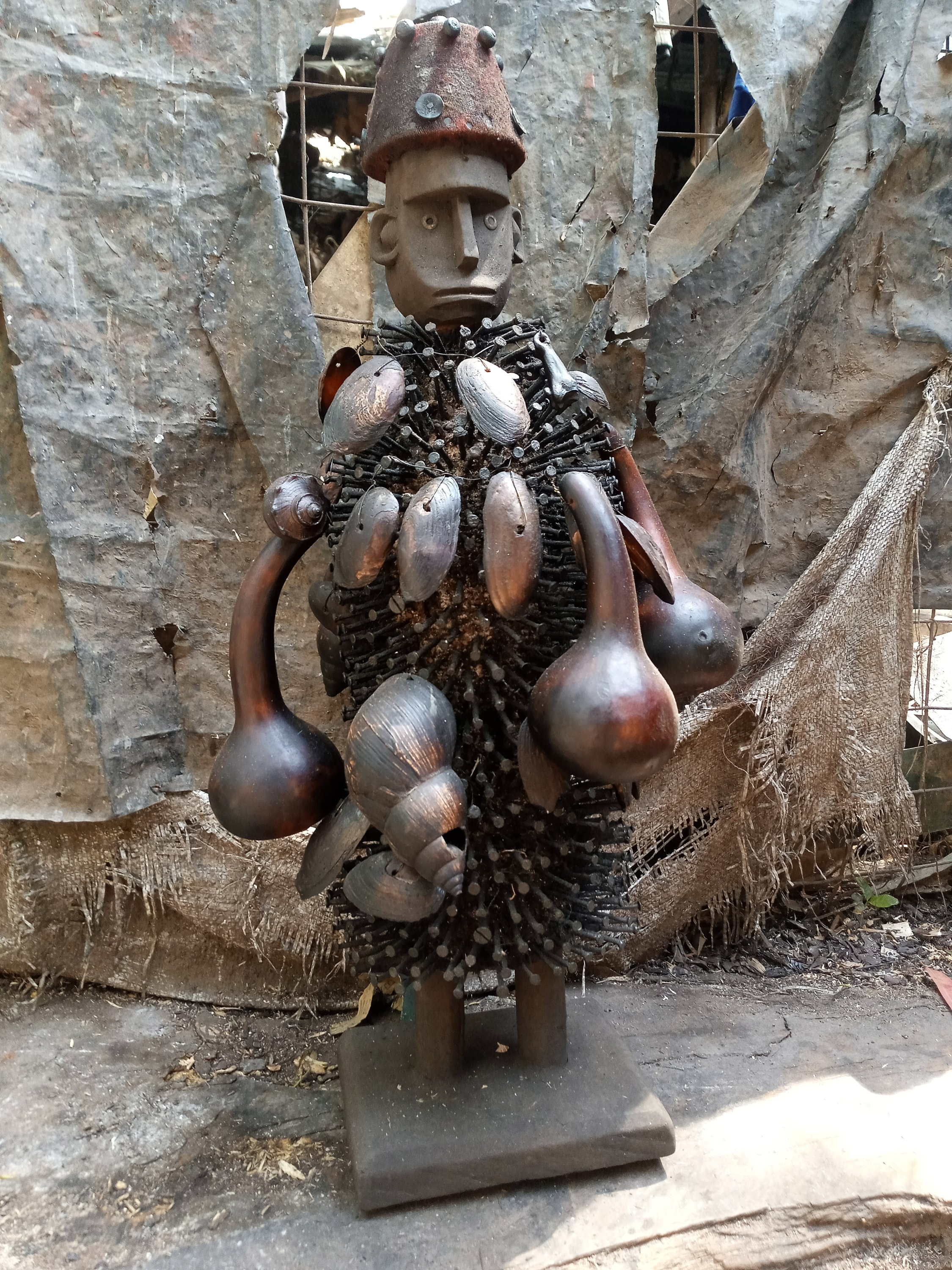 呪物　フェティッシュ　アフリカ　カメルーン　マンビラ族　土人形　置物　民芸品 呪物 フェティッシュ マンビラ族 アフリカ カメルーン 土人形 置物 民芸品