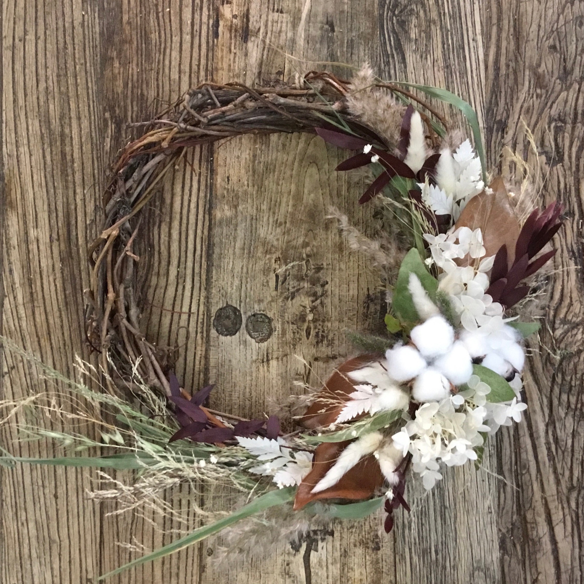 Couronne Murale de Fleurs Séchées et Stabilisées, Couronne Décorative Naturelle Bohème, Porte Pour L