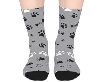 Cute Cat Socks, Funny Socks, Silly Socks, Cats, Mid-length Socks