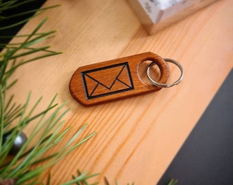 Beau porte-clés en bois pour boîte aux lettres (sapelli), breloque en mailles, porte-clés pour boîte aux lettres, accessoires postaux