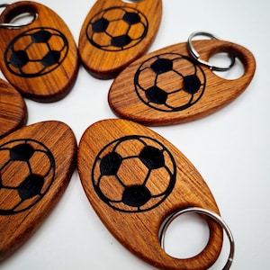 Wooden keychain for football fans, soccer charm.Football coach gift. Sports gift. Champions key fob.