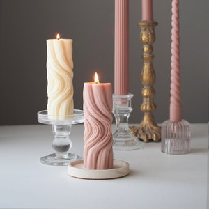 Silky Pillar Candle, Custom Scents, Handmade Candle, Pastel Color Candle, Soy Beeswax, Housewarming gift, Home decor, Mother&#39;s Day Gift