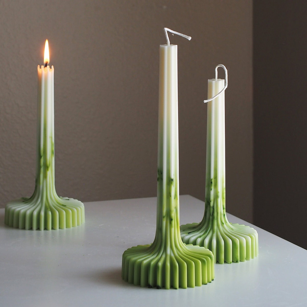Swan Ribbed Taper Candle, Soywax Beeswax Blend, Handmade - Etsy