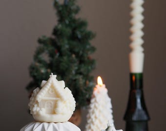 Snowy Cottage Candle: Soy & Beeswax Christmas Cabin Decor
