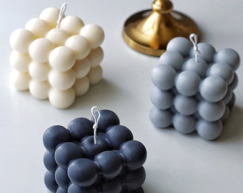 Bubble Cube Shaped Candle, Home Decor, Custom candle, Soy Beeswax, Housewarming gift, Air freshener, Handmade Gift, Mother's Day Gift