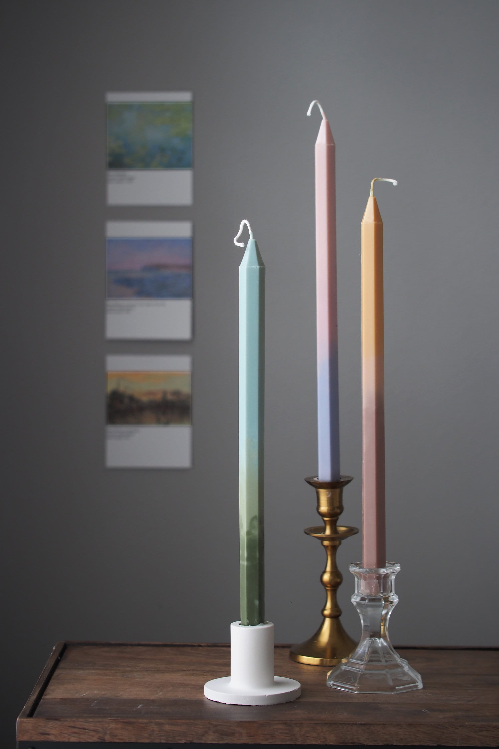 Obelisk Gradient Taper Candle, Hexagon Candle, Soy Beeswax