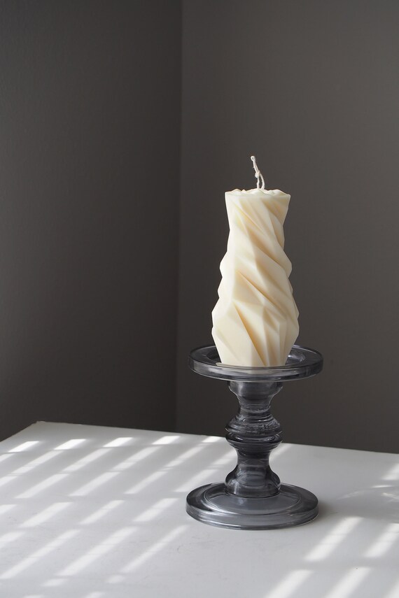 Ellie Twisted Taper Candle, Spiral Candle, Soy Beeswax, Wedding Candle,  Home Decor, Handmade Gift, Minimalist, 11 1/4 Inches A Pair 