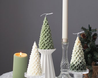 Christmas Snow Tree Soy & Beeswax Scented Candle, Handmade Christmas Gift