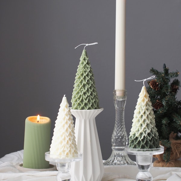 Christmas Snow Tree Soy & Beeswax Scented Candle, Handmade Christmas Gift