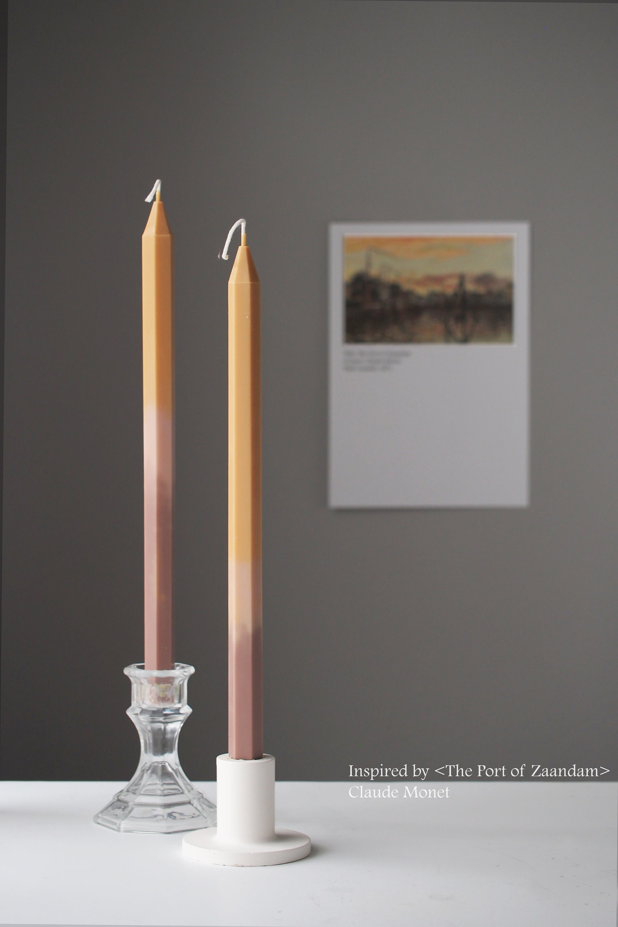 Obelisk Gradient Taper Candle, Hexagon Candle, Soy Beeswax